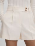 Reiss Millie Pleat Front Tailored Shorts, Cream