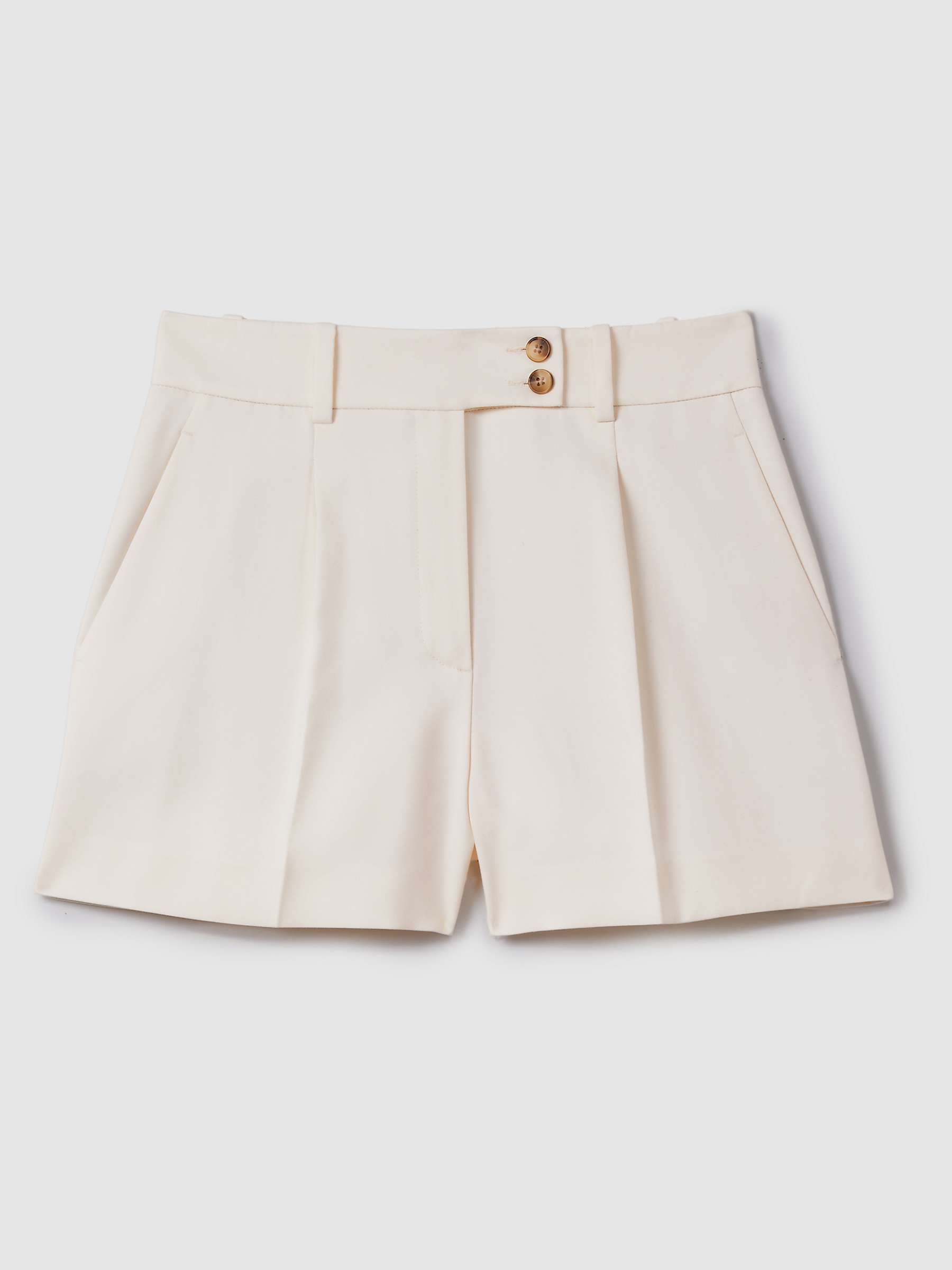 Buy Reiss Millie Pleat Front Tailored Shorts, Cream Online at johnlewis.com