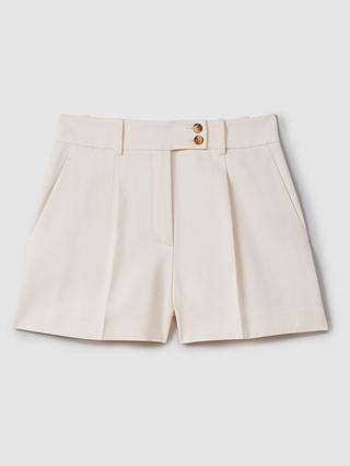 Reiss Millie Pleat Front Tailored Shorts, Cream