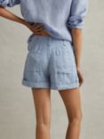 Reiss Demi Garment Dyed Linen Shorts, Dusty Blue