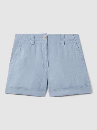 Reiss Demi Garment Dyed Linen Shorts, Dusty Blue