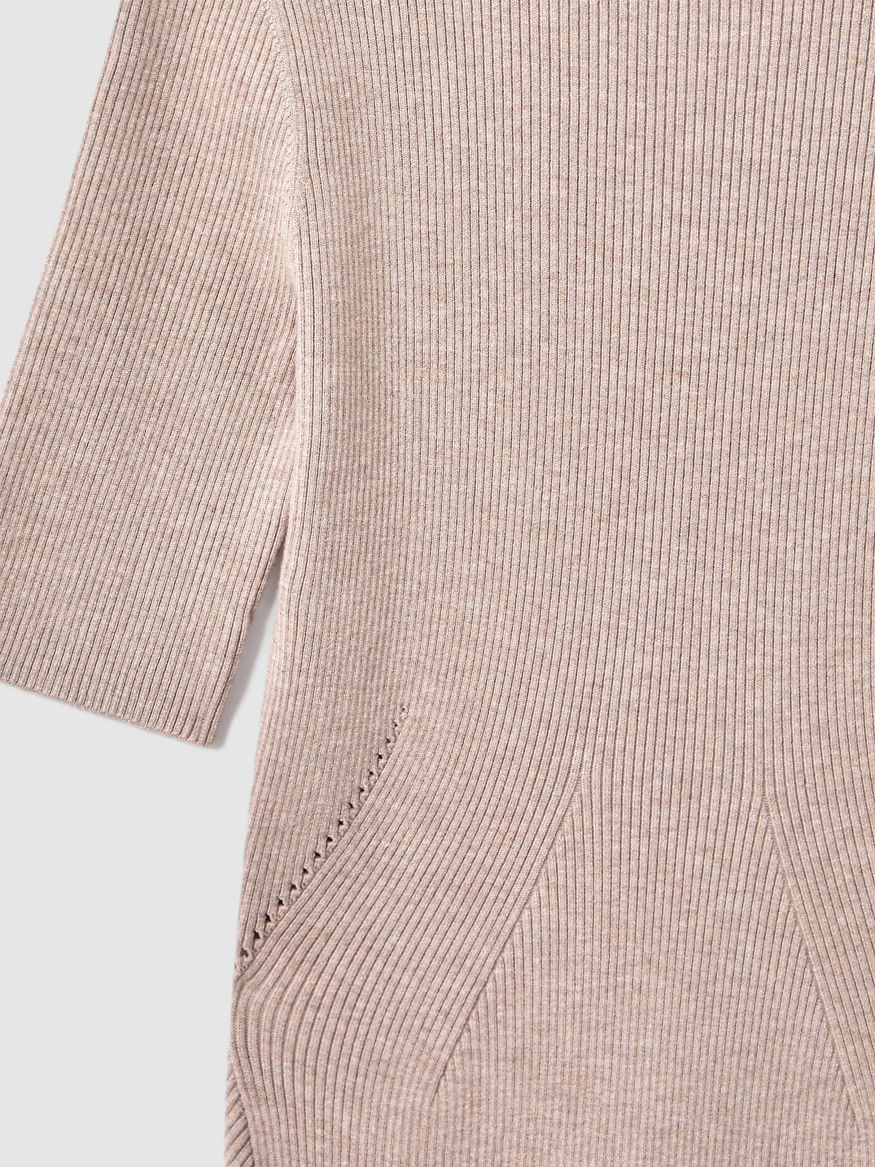 Buy Reiss Caitlyn Rib Knit Asymmetric Hem Midi Dress, Neutral Online at johnlewis.com