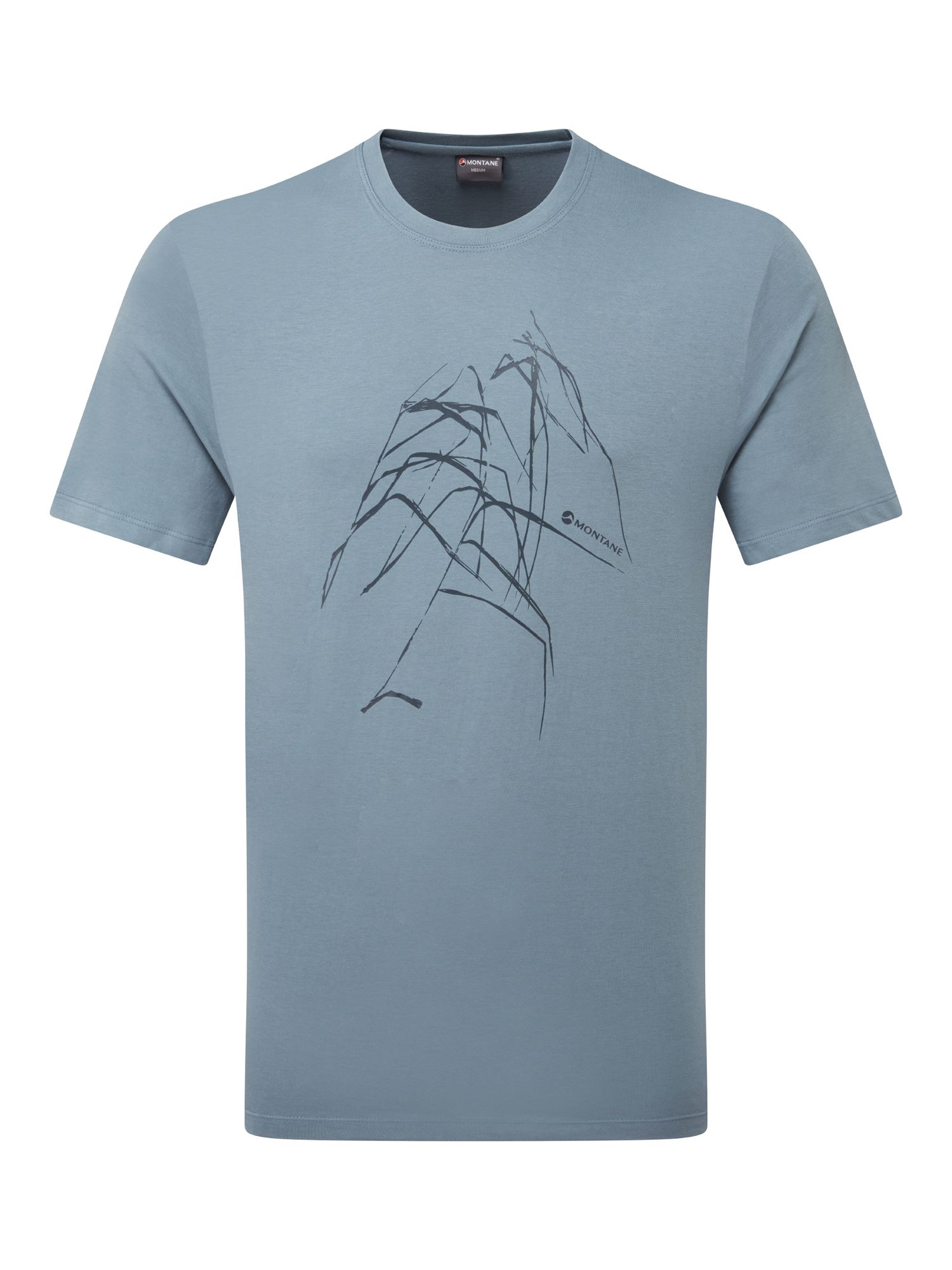 Montane Abstract Mountain Organic Cotton T-Shirt, Stone Blue, XS