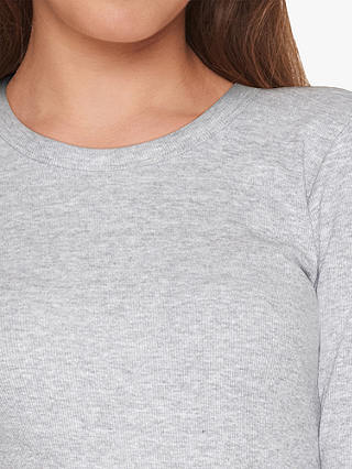 Sisters Point Slim Fitted Rib Long Sleeve T-Shirt, Grey Mel