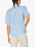 Sisters Point Vibby Broderie Puff Sleeve Blouse, Cashmere Blue