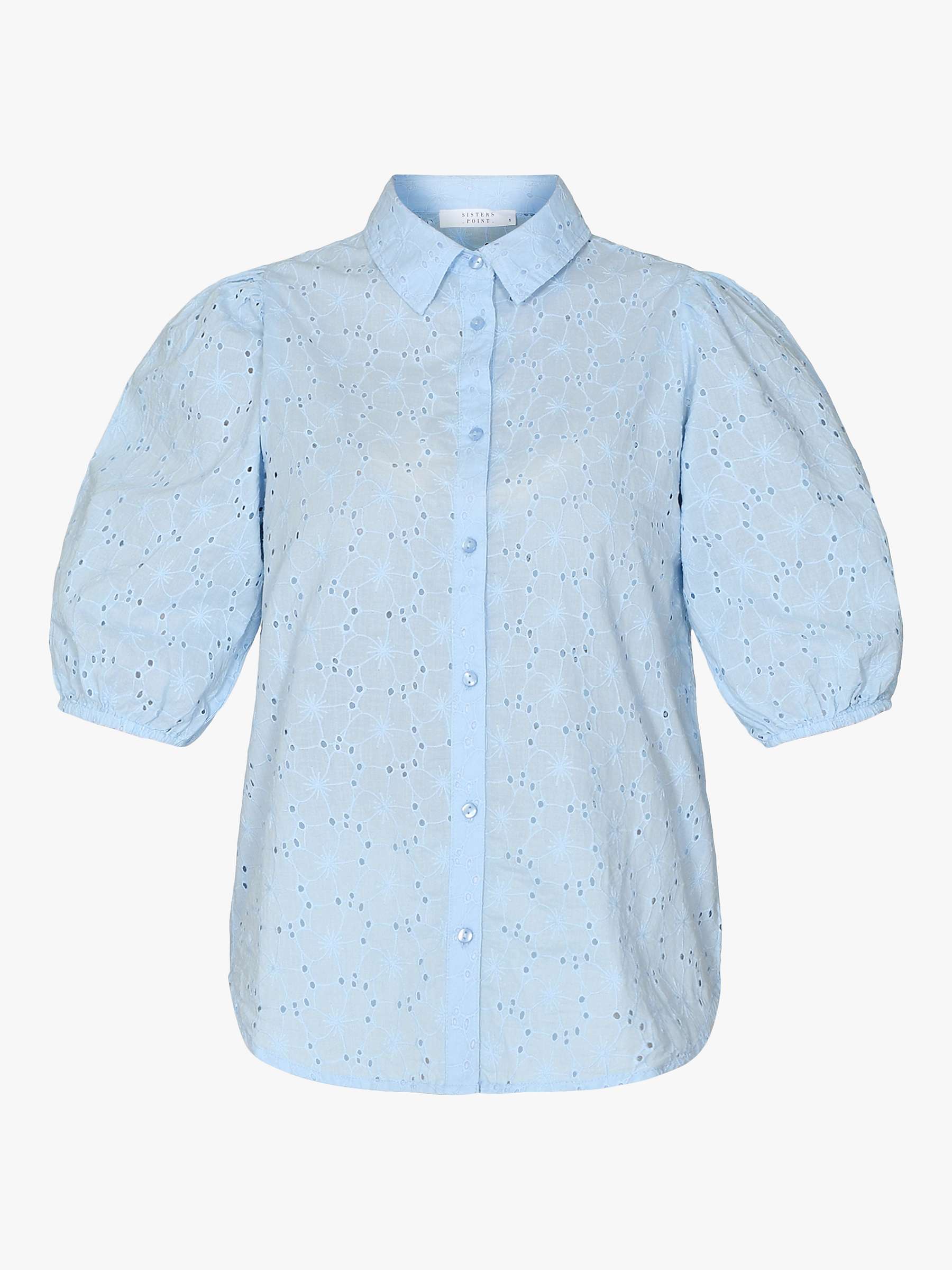 Buy Sisters Point Vibby Broderie Puff Sleeve Blouse, Cashmere Blue Online at johnlewis.com