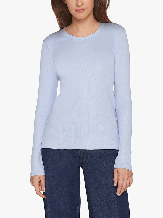 Sisters Point Slim Fitted Rib Long Sleeve T-Shirt, Blue