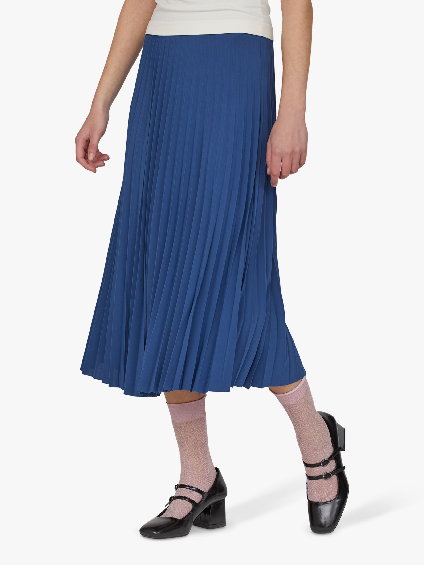 Buy Sisters Point Malou Pleated Midi Skirt, Midnight Online at johnlewis.com