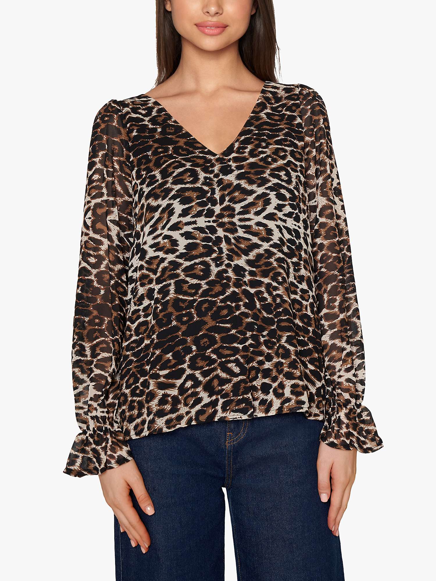 Buy Sisters Point Frill Animal Print Blouse, Leo Online at johnlewis.com