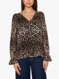 Sisters Point Frill Animal Print Blouse, Leo