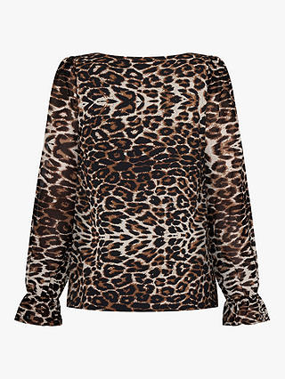 Sisters Point Frill Animal Print Blouse, Leo