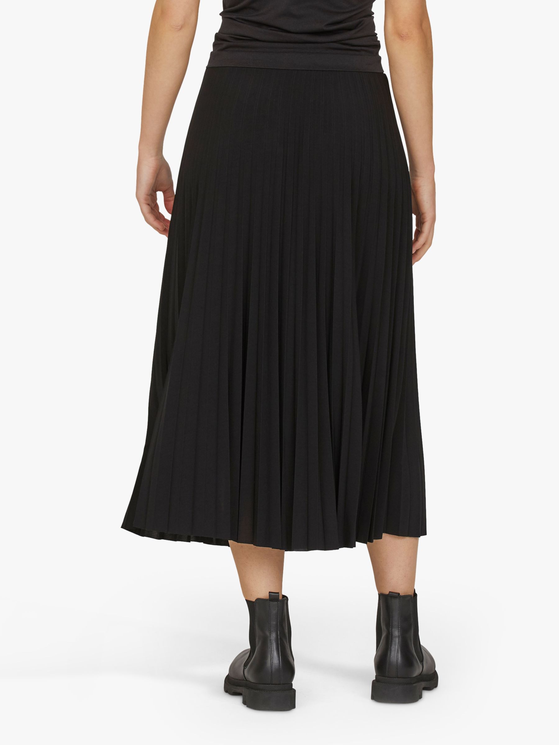 Buy Sisters Point Pleated Midi Skirt, Black Online at johnlewis.com