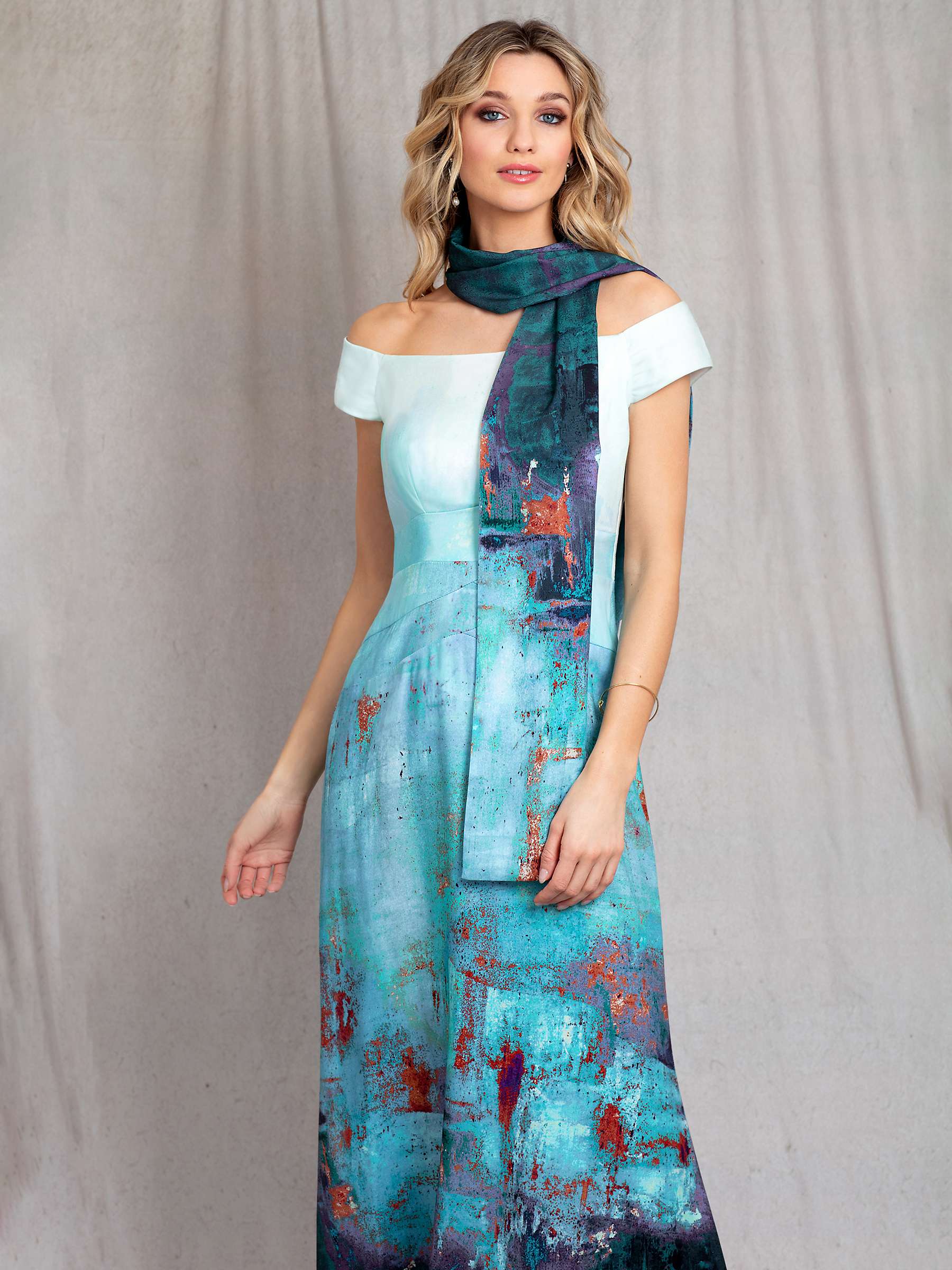 Buy Alie Street Jasmine Abstract Off The Shoulder Maxi Dress, Aquatic Ombre Online at johnlewis.com