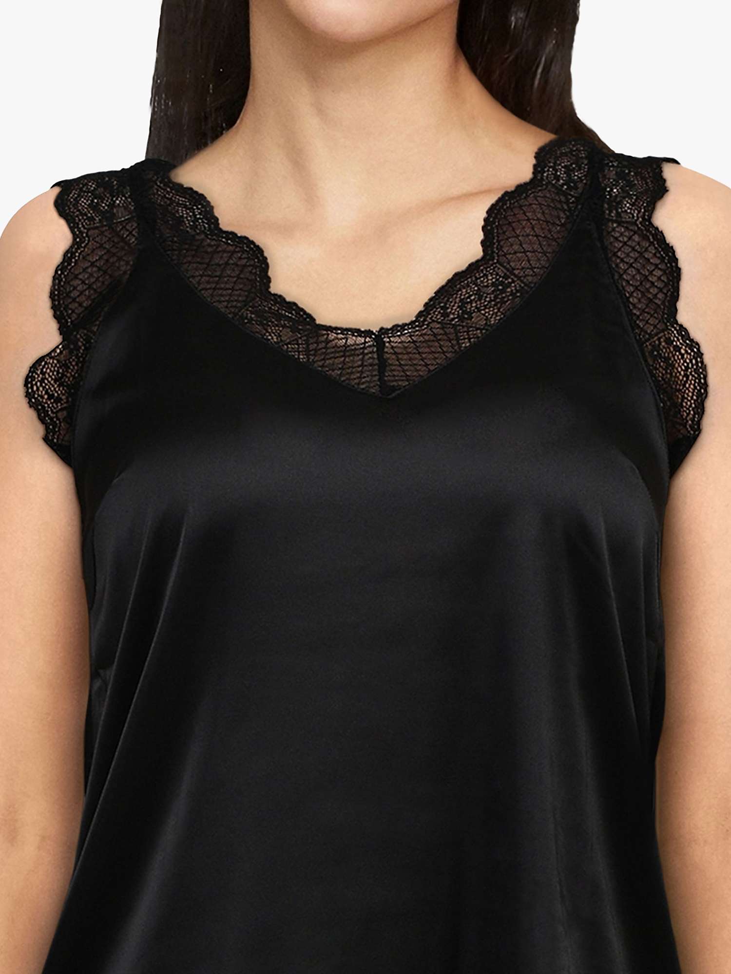 Buy Sisters Point Vara Lace Detail Sateen Top, Black Online at johnlewis.com