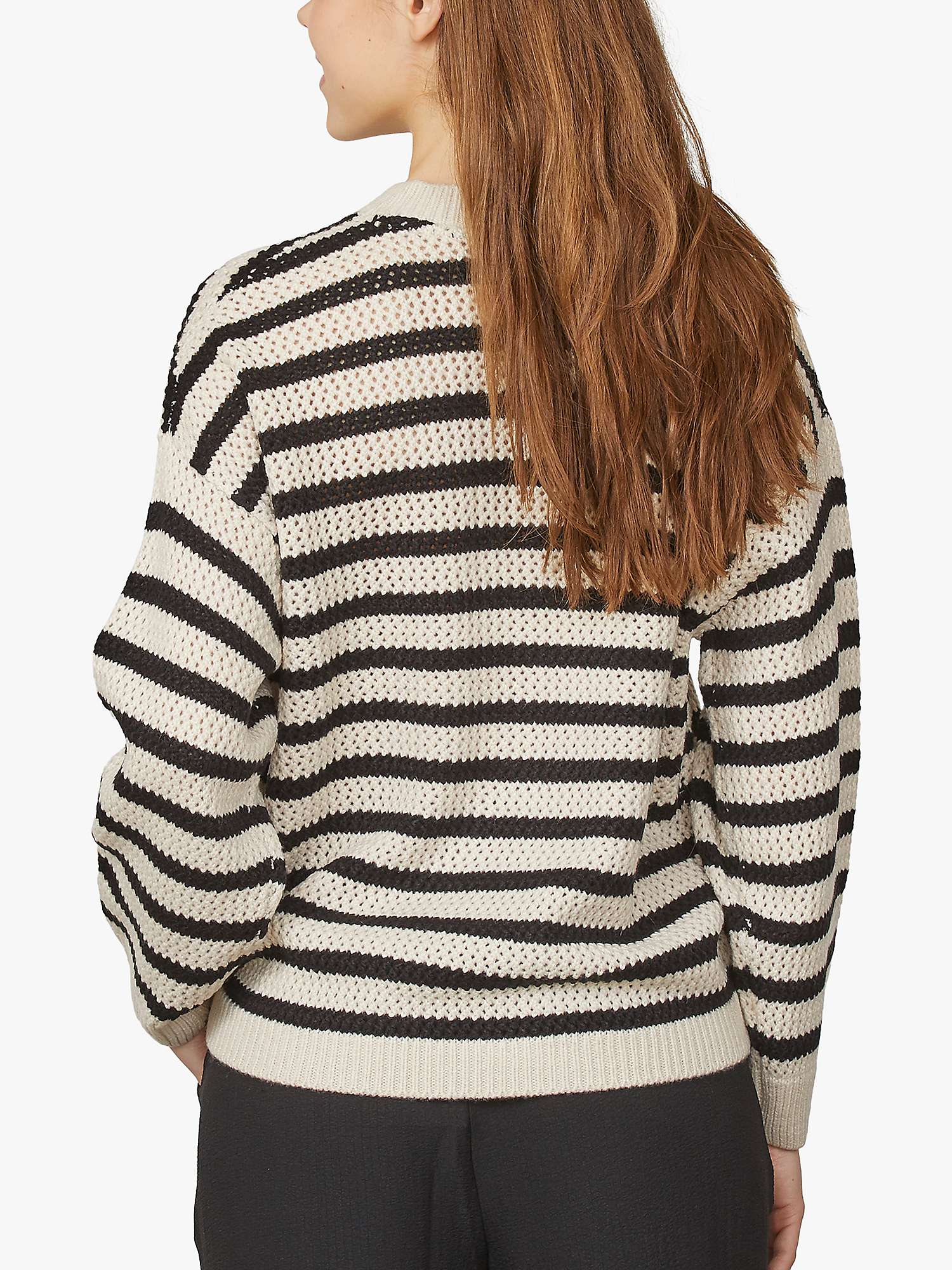 Buy Sisters Point Hava Open Knit Striped Cardigan, Bamboo/Black Online at johnlewis.com