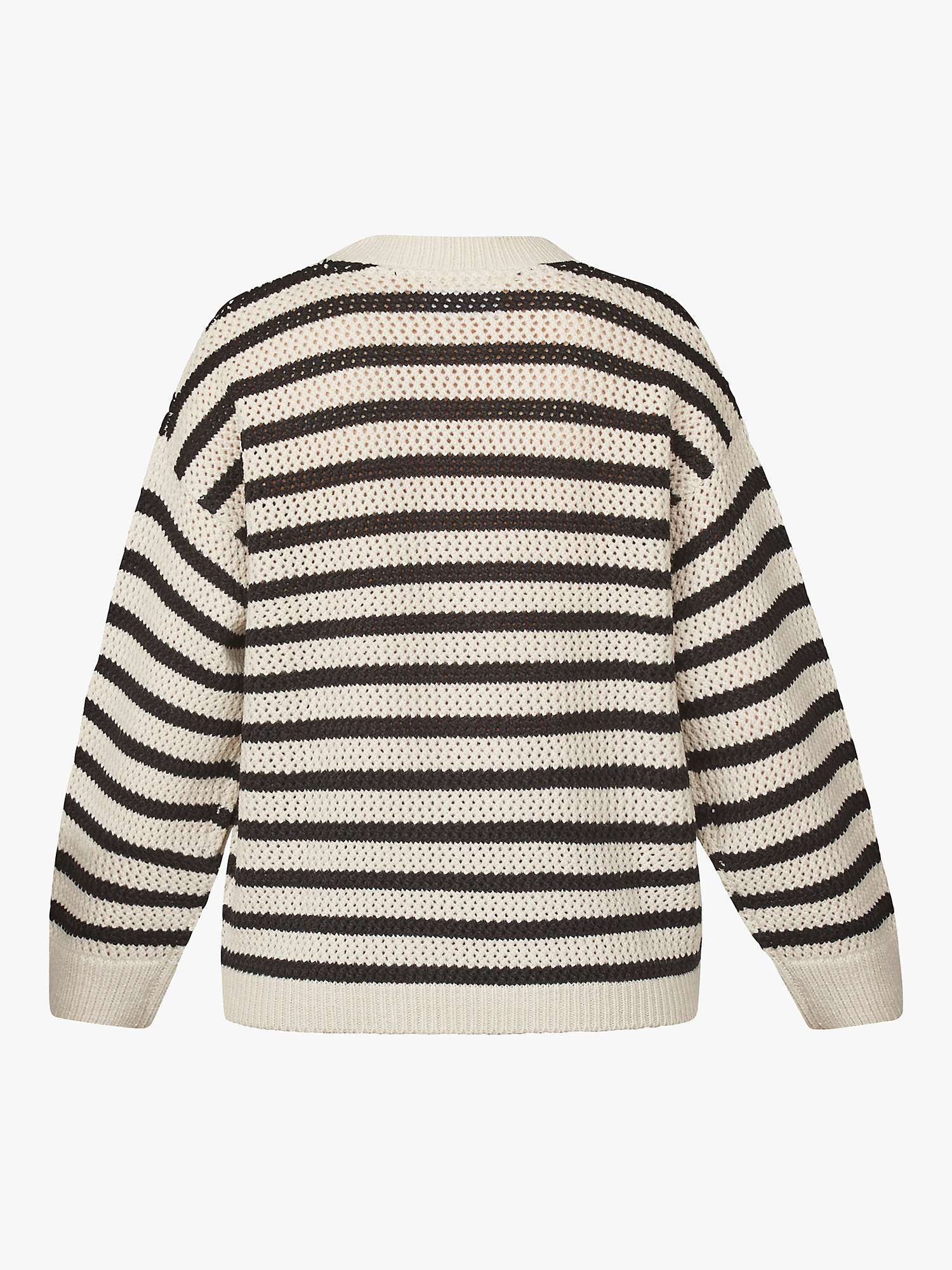 Buy Sisters Point Hava Open Knit Striped Cardigan, Bamboo/Black Online at johnlewis.com