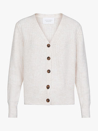 Sisters Point Lexa Ribbed Knitted Cardigan, Powder Mel