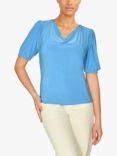 Sisters Point Waterfall Neckline Slim Fitted Top, Azure Blue