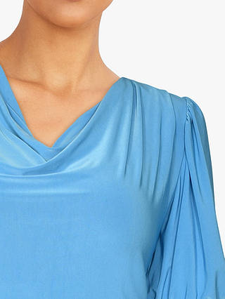 Sisters Point Waterfall Neckline Slim Fitted Top, Azure Blue