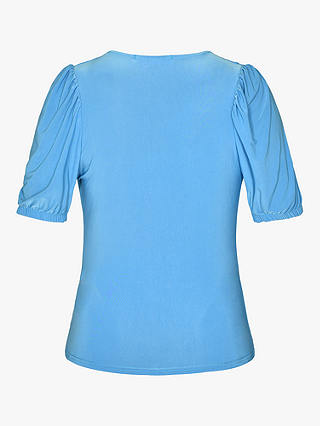 Sisters Point Waterfall Neckline Slim Fitted Top, Azure Blue