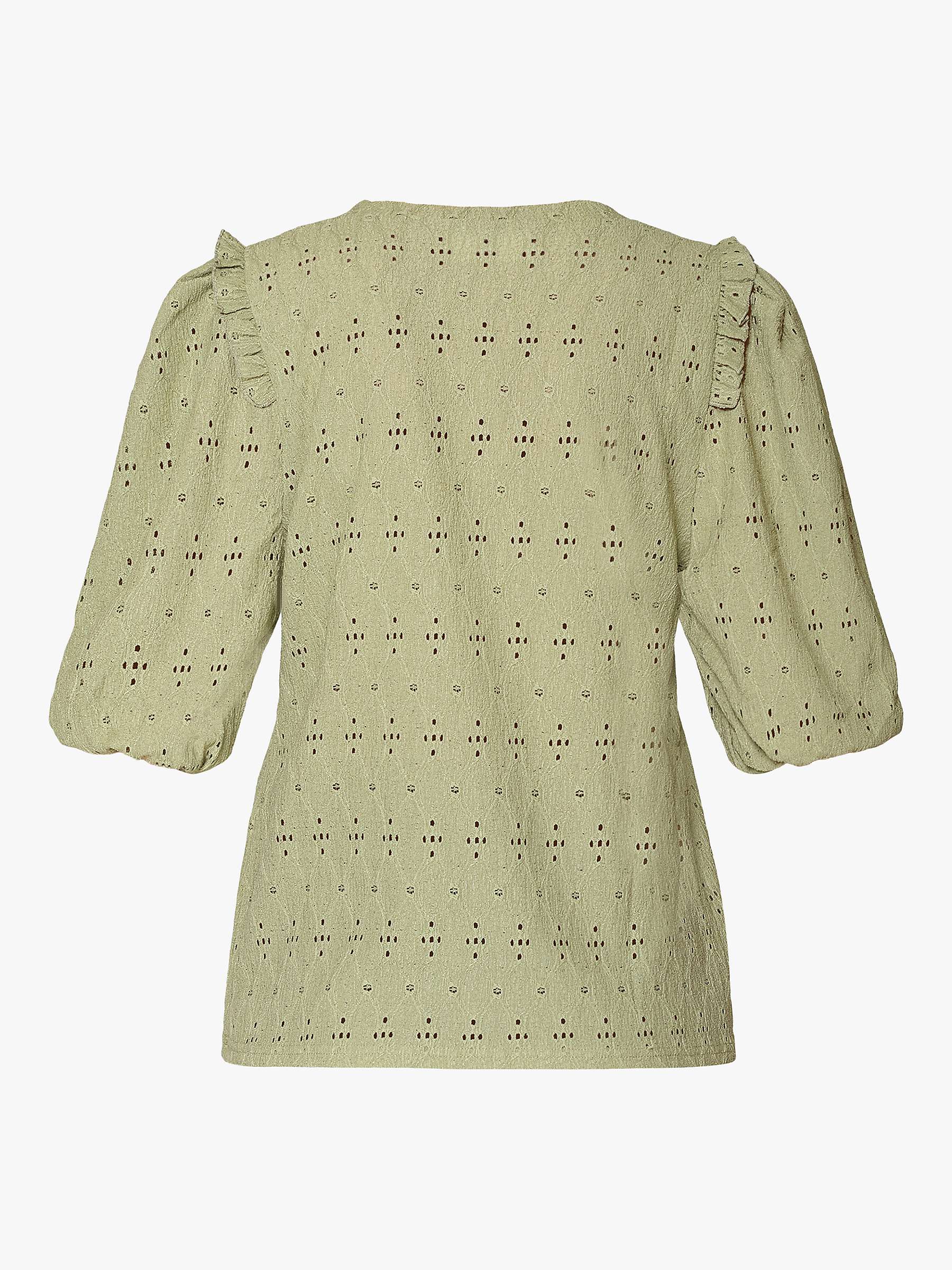 Buy Sisters Point Eina Puff Sleeve V-Neck Top, Khaki Online at johnlewis.com