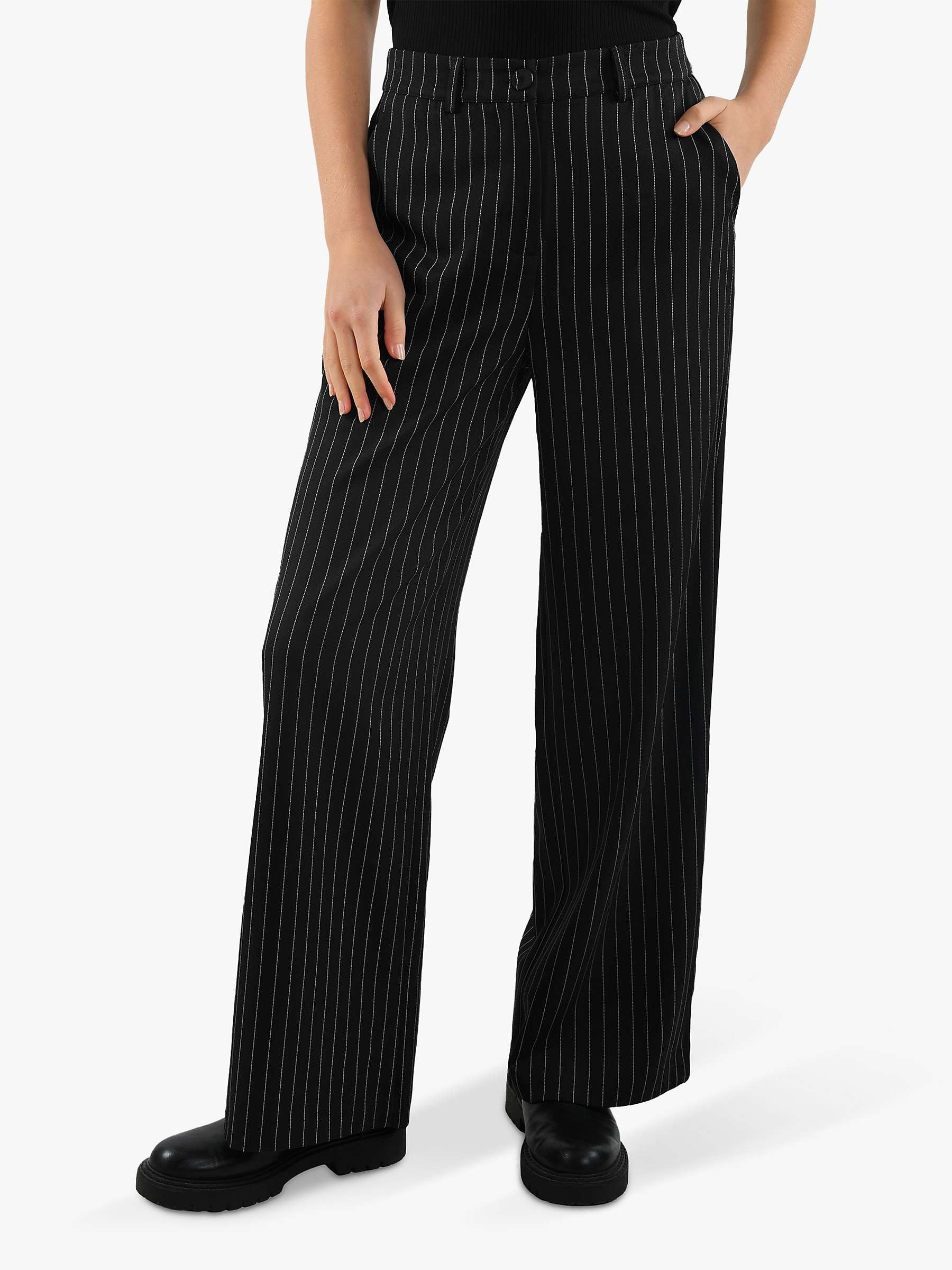 Buy Sisters Point Vagna Pinstripe Suit Trousers, Black Online at johnlewis.com