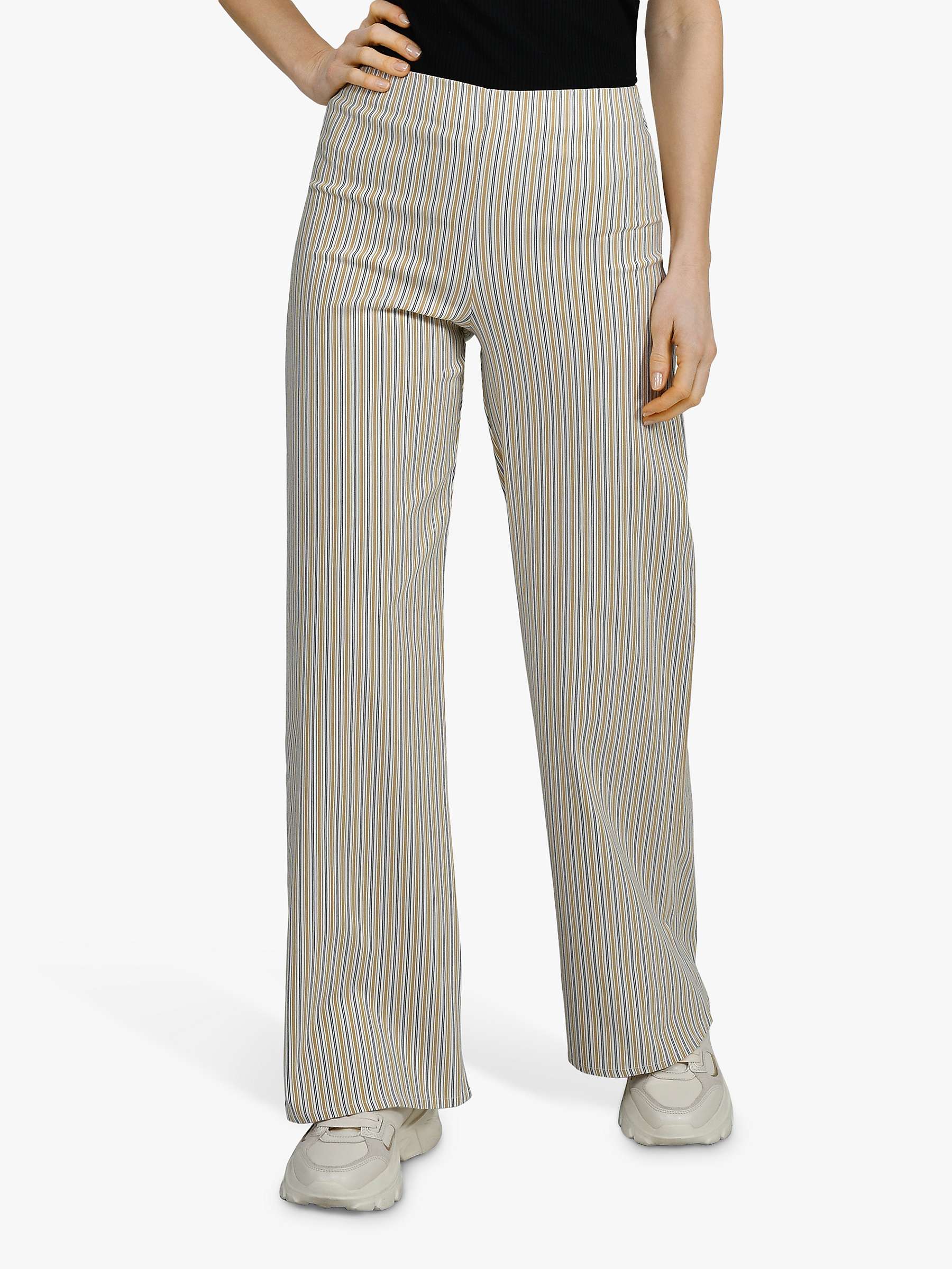 Buy Sisters Point Cota Multi Stripe Pull-On Wide Leg Trousers, White/Multi Online at johnlewis.com
