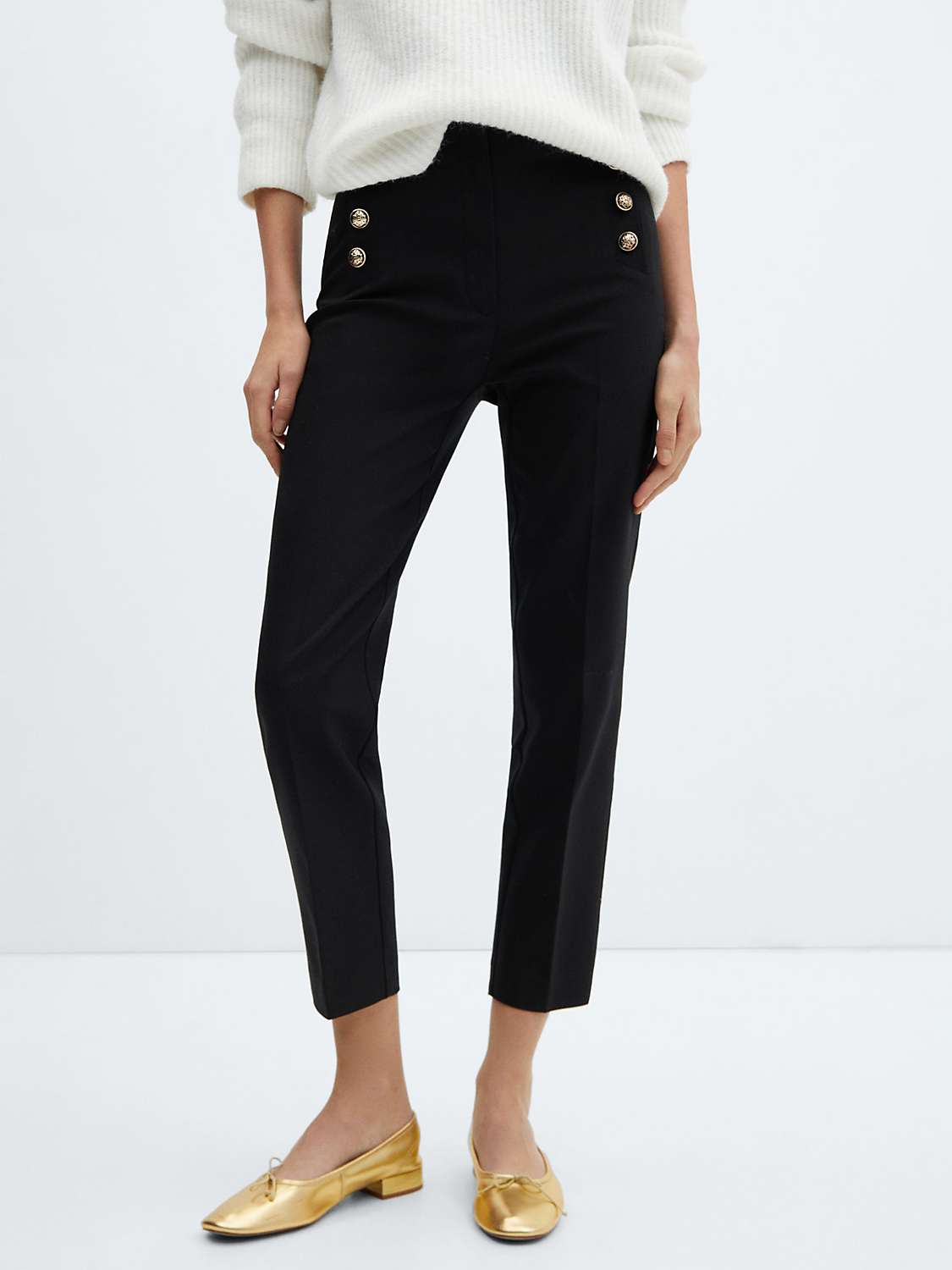 Buy Mango Button Cropped Trousers Online at johnlewis.com