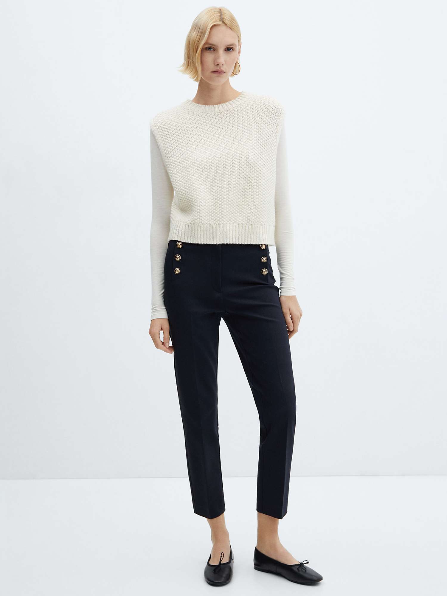 Buy Mango Button Cropped Trousers Online at johnlewis.com