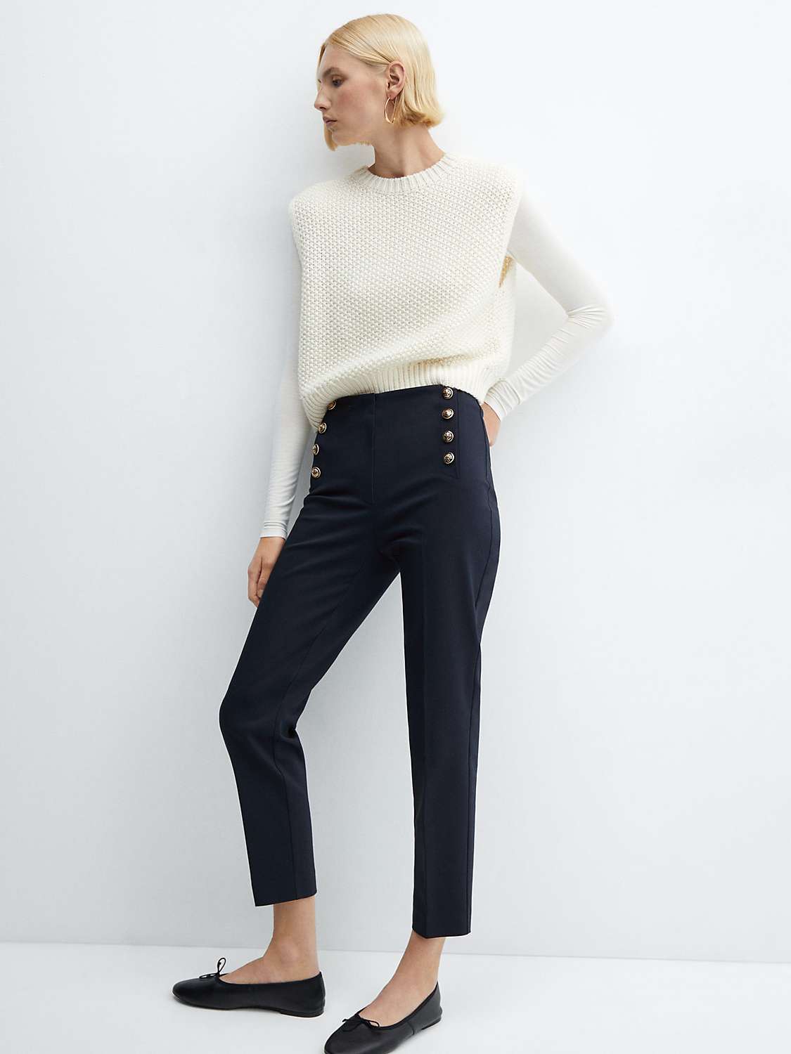 Buy Mango Button Cropped Trousers Online at johnlewis.com
