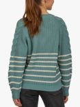 Sisters Point Striped V-Neck Jumper, Dusty Green/Cream
