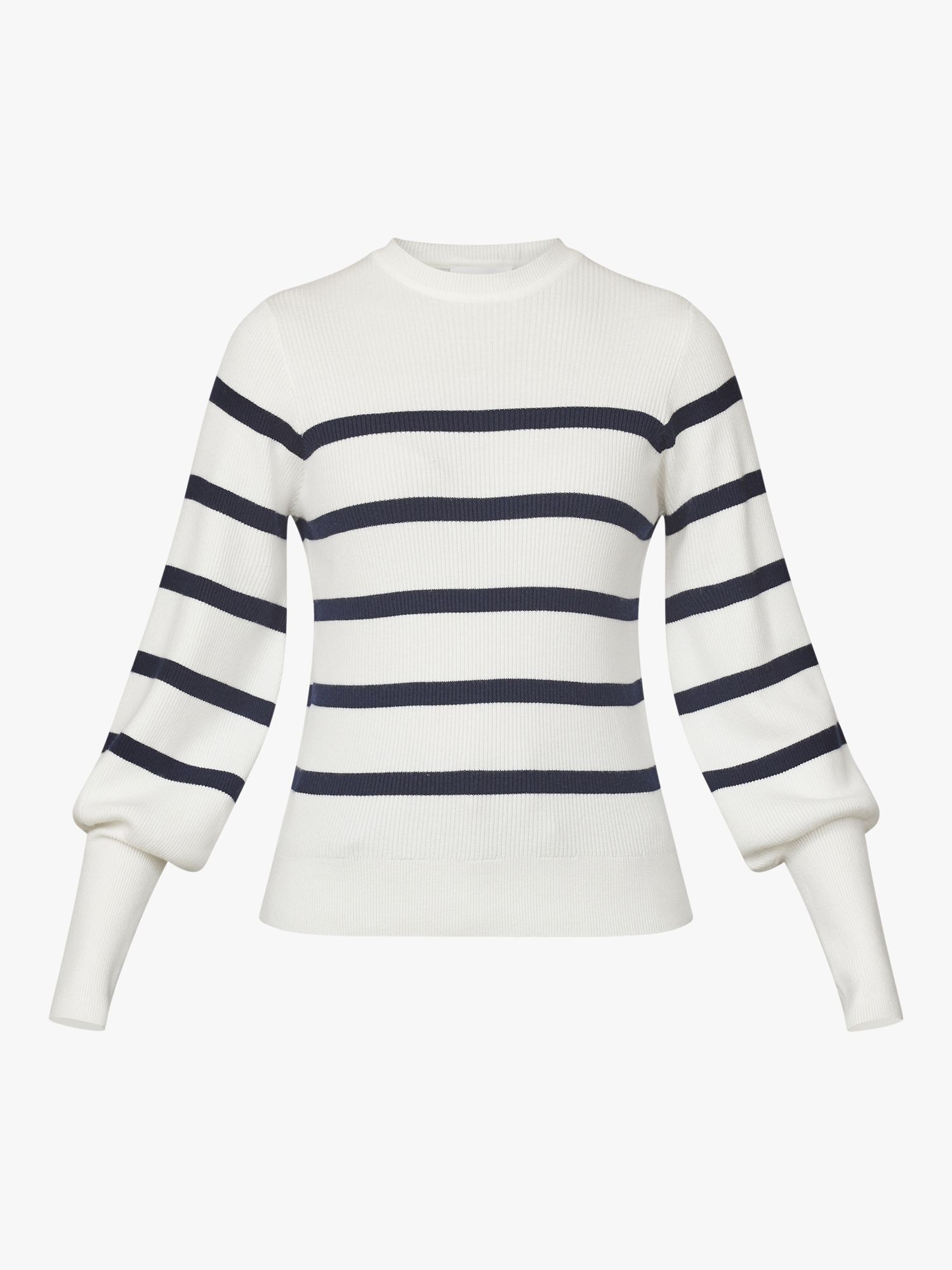 Sisters Point Knitted Ribbed Striped Top, Cream/Navy, M