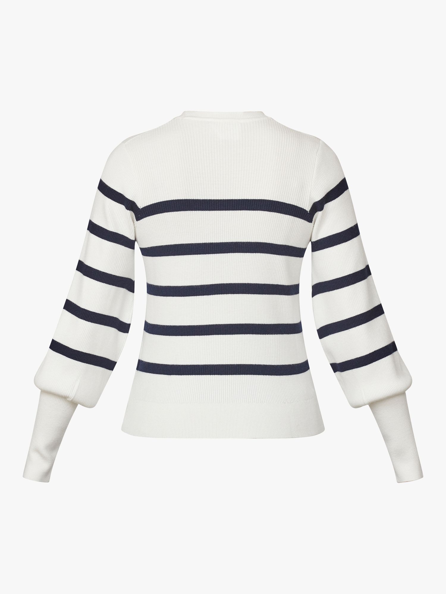 Sisters Point Knitted Ribbed Striped Top, Cream/Navy, M