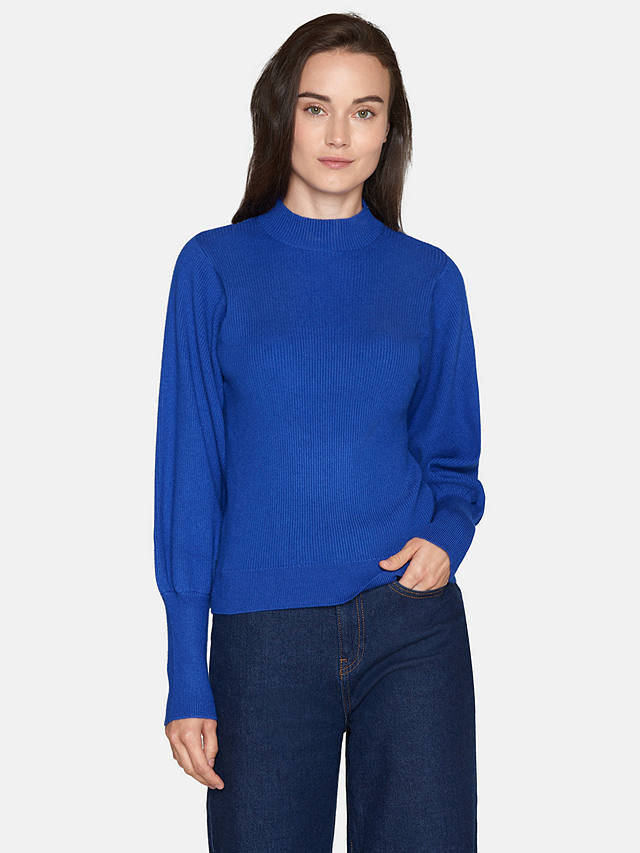 Sisters Point Hani Knitted High Neck Top, Cobalt
