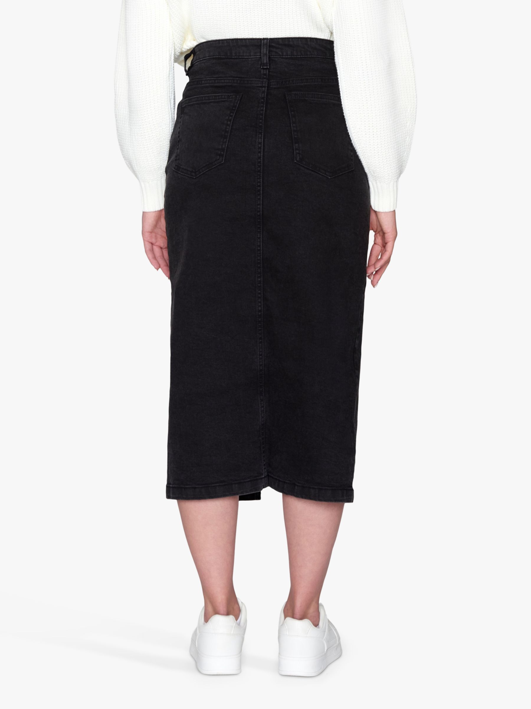 Buy Sisters Point OLIA-SK Denim Midi Skirt, Dark Grey Wash Online at johnlewis.com