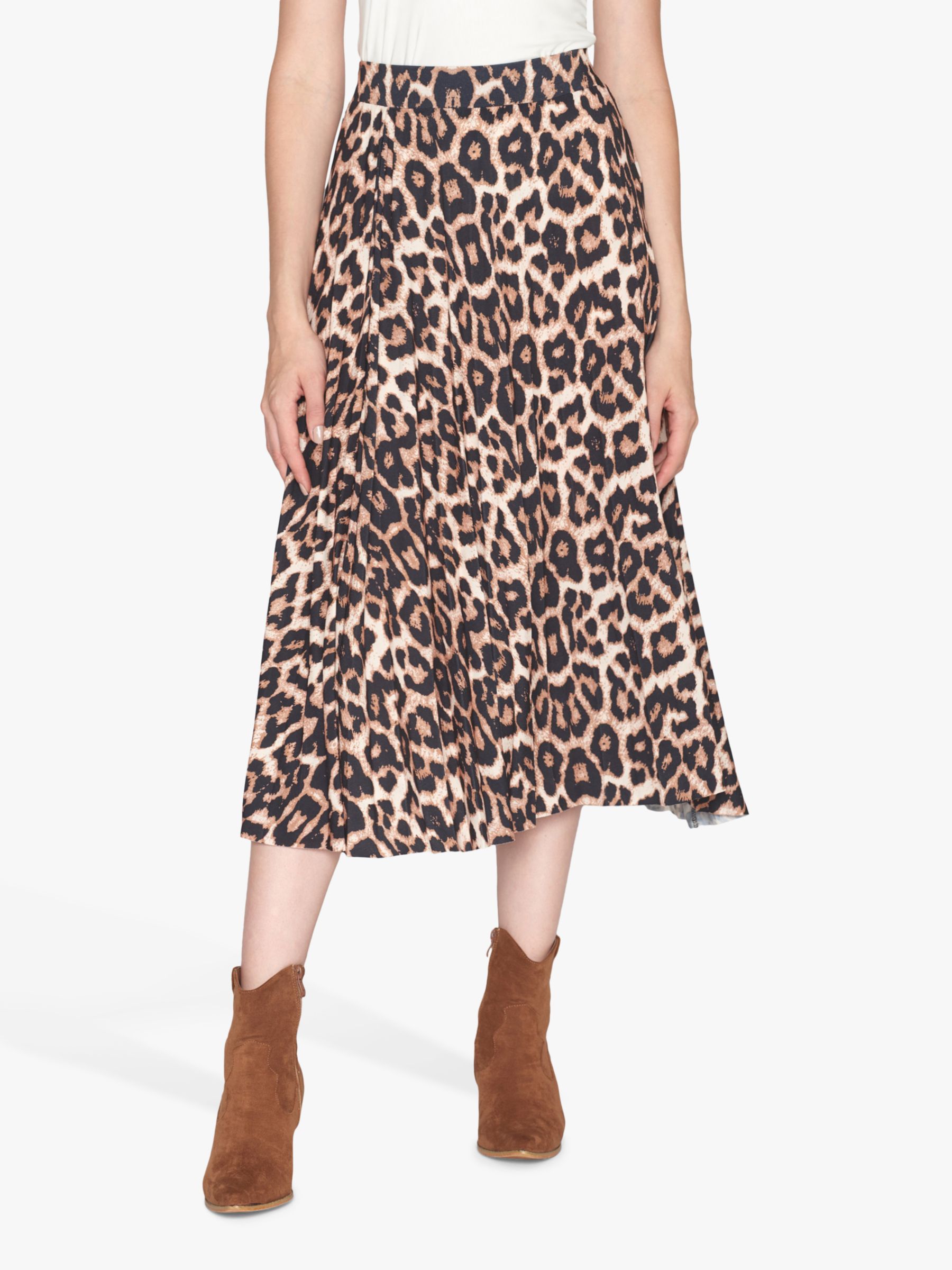 Buy Sisters Point MALOU-SK7 Leopard Print Pleated Midi Skirt, Leo Online at johnlewis.com