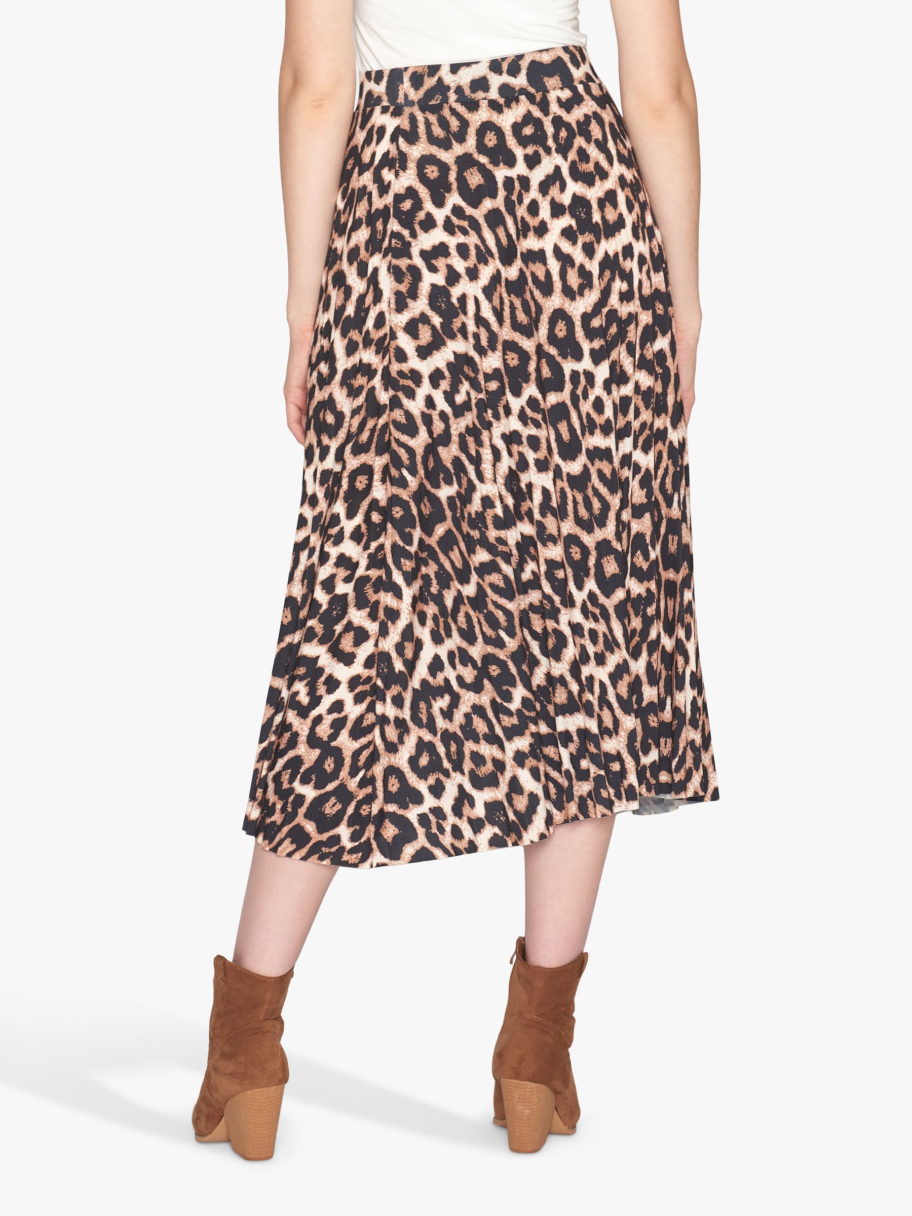 Buy Sisters Point MALOU-SK7 Leopard Print Pleated Midi Skirt, Leo Online at johnlewis.com