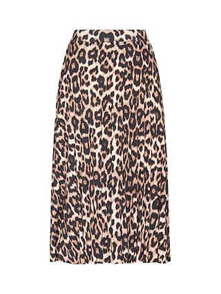 Sisters Point MALOU-SK7 Leopard Print Pleated Midi Skirt, Leo