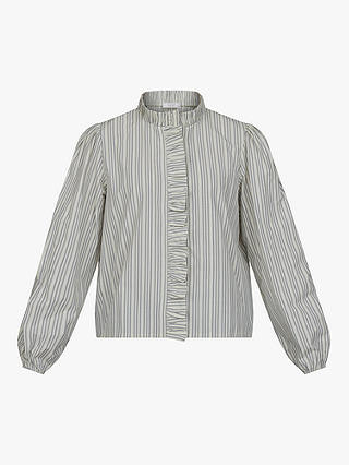 Sisters Point Wrinkle High Collar Shirt, Cream/Grey