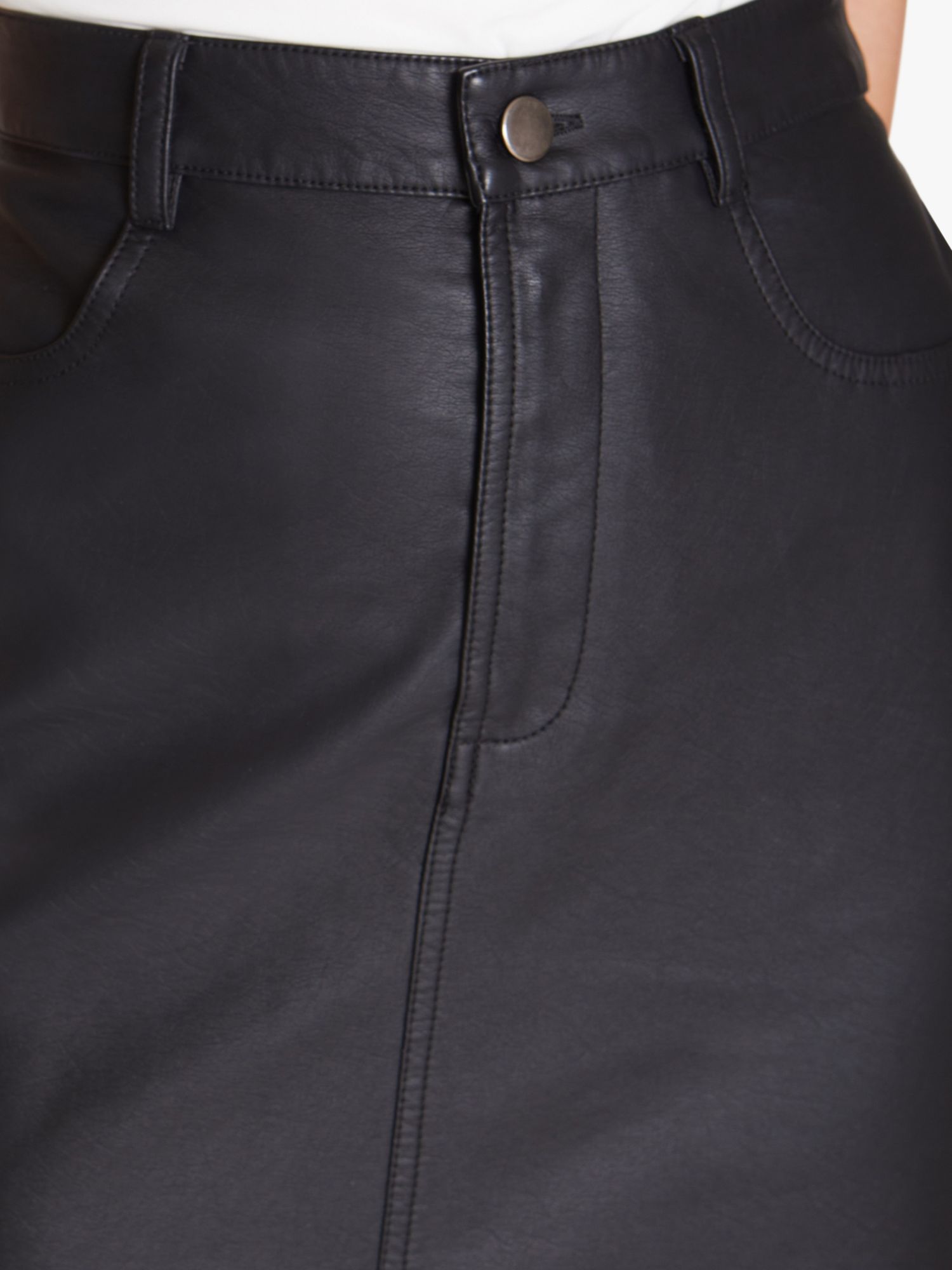 Buy Sisters Point Deia Leather Look Midi Skirt, Black Online at johnlewis.com