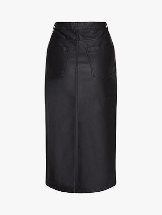 Sisters Point Deia Leather Look Midi Skirt, Black