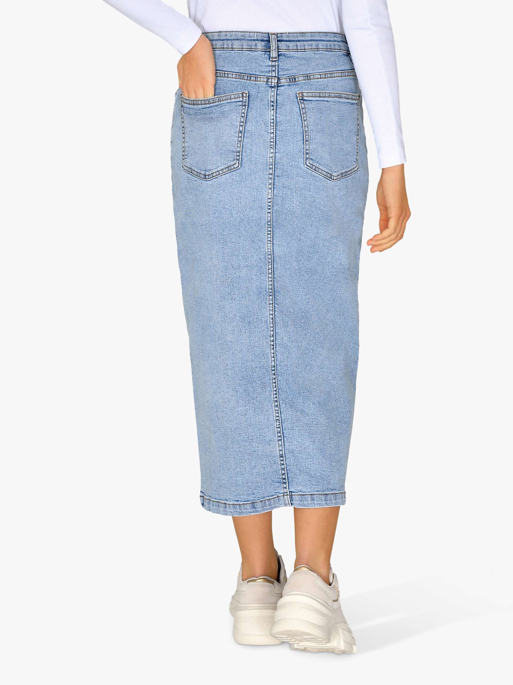 Buy Sisters Point Olia Denim Midi Skirt, Light Blue Wash Online at johnlewis.com