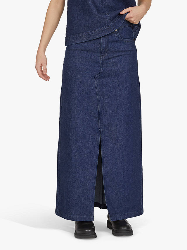 Sisters Point Olia Denim Maxi Skirt, Unwashed Blue