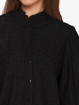 Sisters Point Eina Textured Frill Collar Blouse, Black