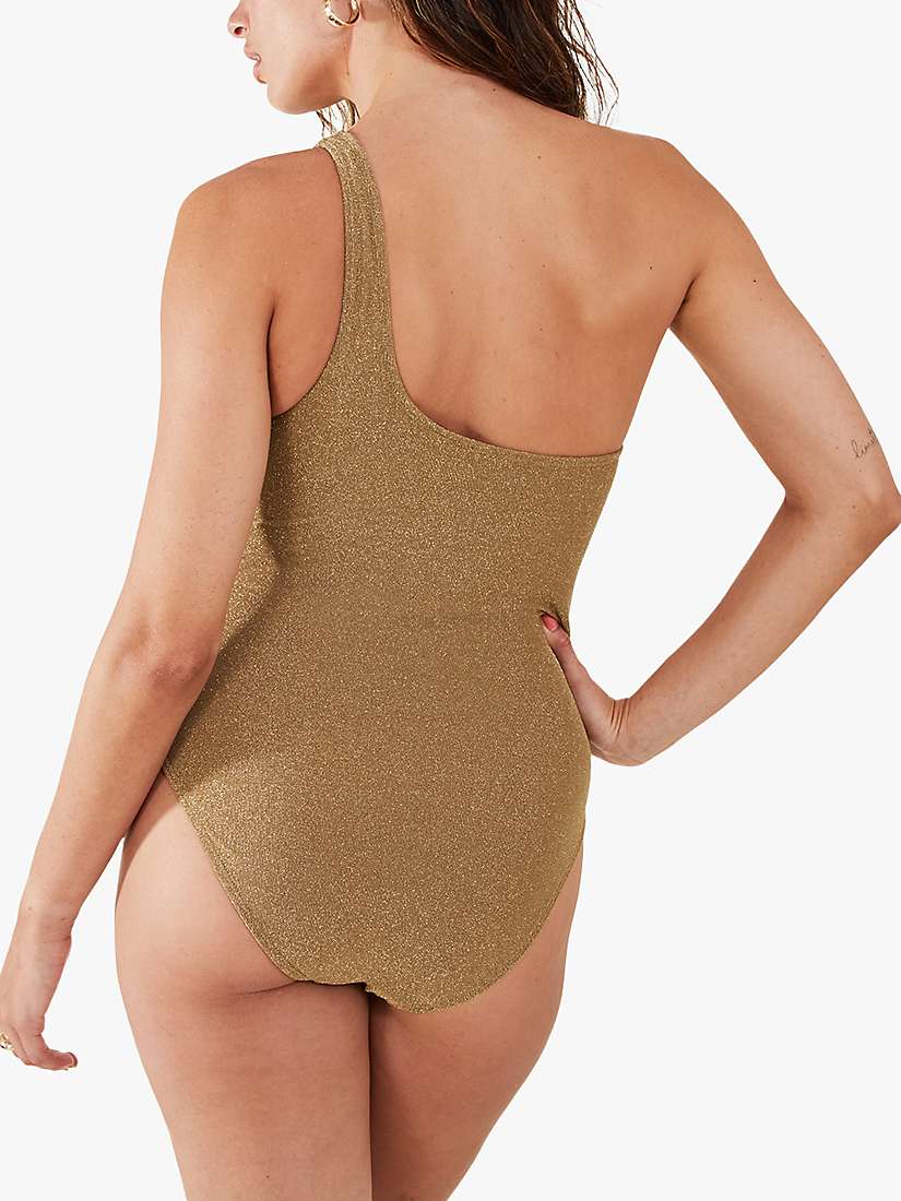 Buy Accessorize One Shoulder Metallic Shimmer Swimsuit, Gold Online at johnlewis.com