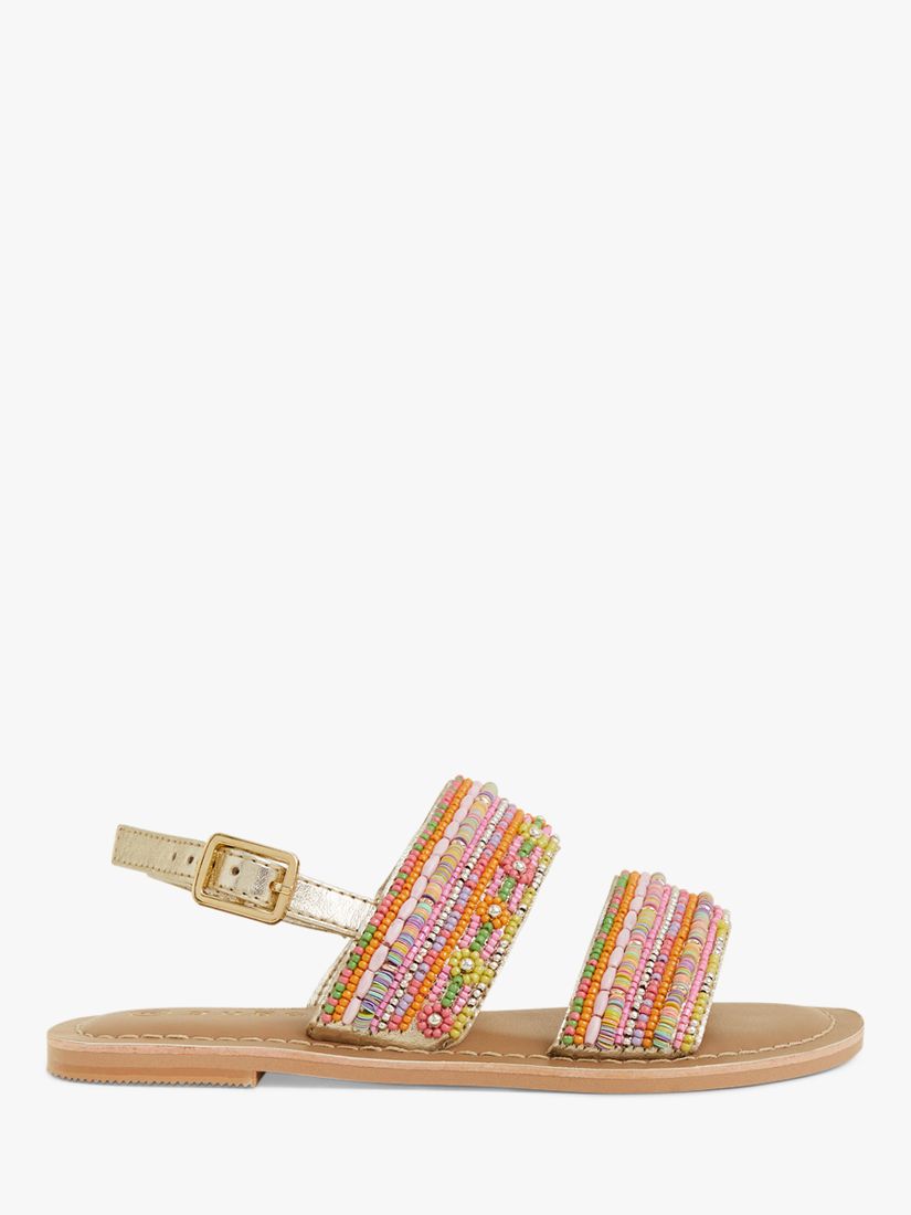 Accessorize Kids' Embellished Sandals, Brown/Multi, 7 Jnr