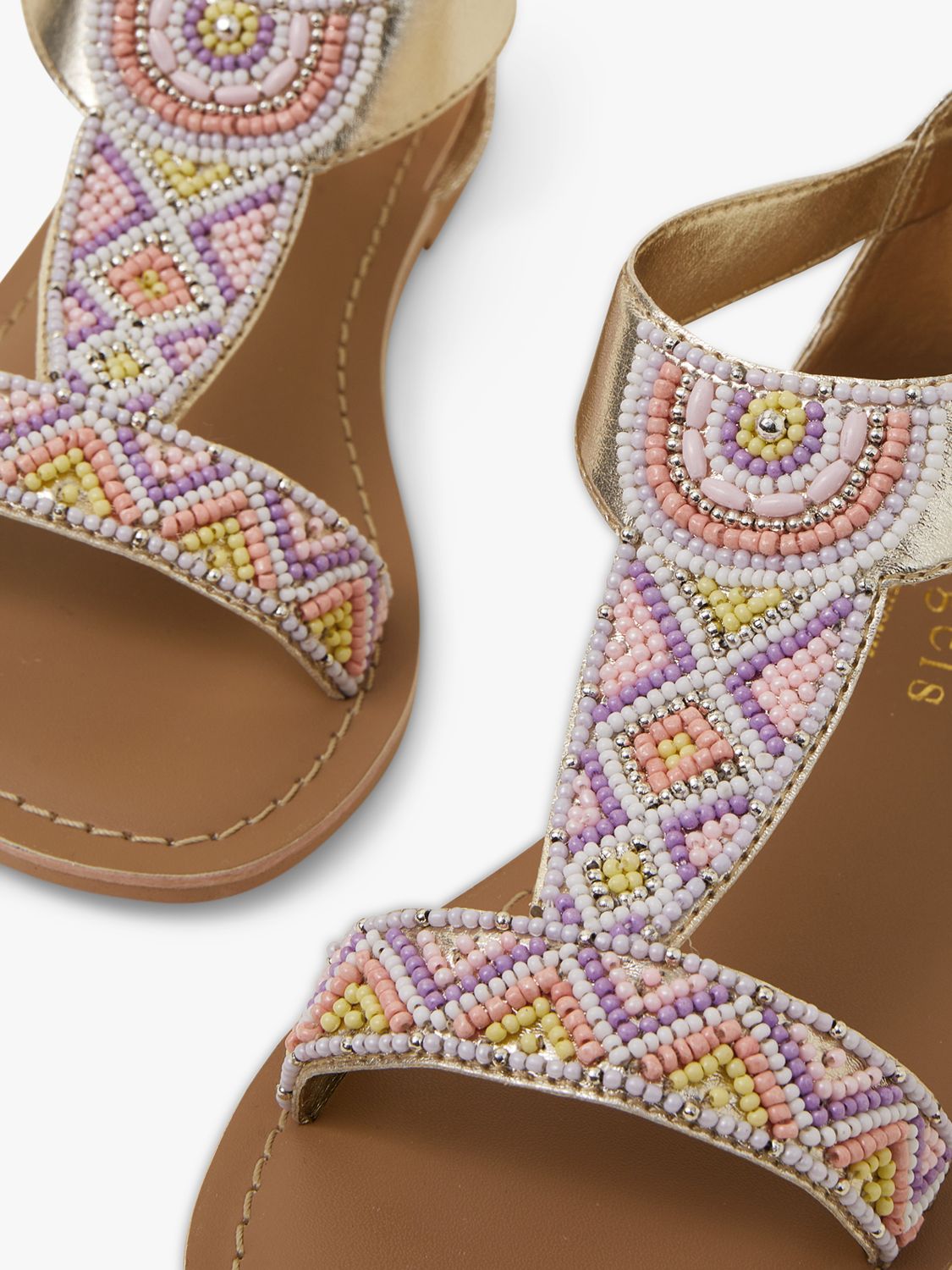 Angels by Accessorize Kids' Diamond Beaded Sandals, Lilac/Multi, 7 Jnr