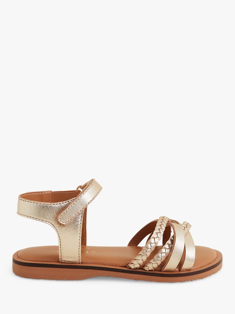 Angels by Accessorize Kids' Leather Plaited Sandals, Gold