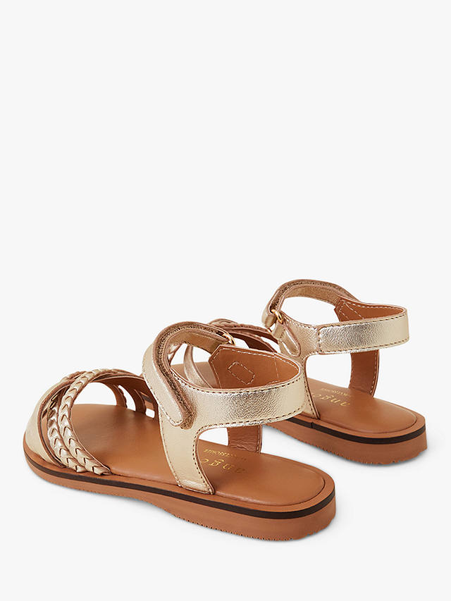 Angels By Accessorize Kids' Leather Plaited Sandals, Gold