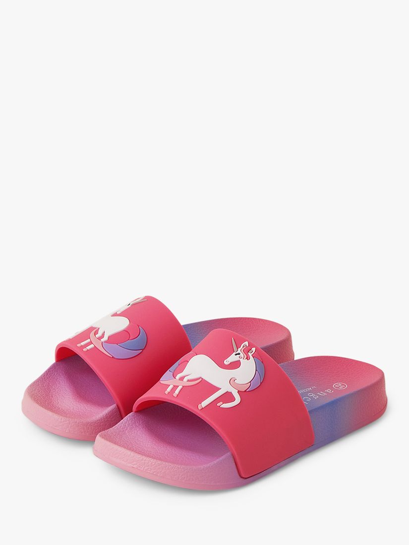 Angels by Accessorize Kids' Unicorn Sliders, Pink/Multi, 7-8 Jnr